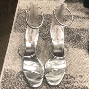 Silver Jeffrey Campbell ankle strap sandal